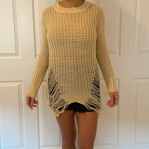Tic Toc Beige Distressed Sweater Sz. S